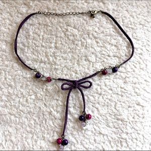 Adorable Choker Bow Ribbon Beaded Necklace