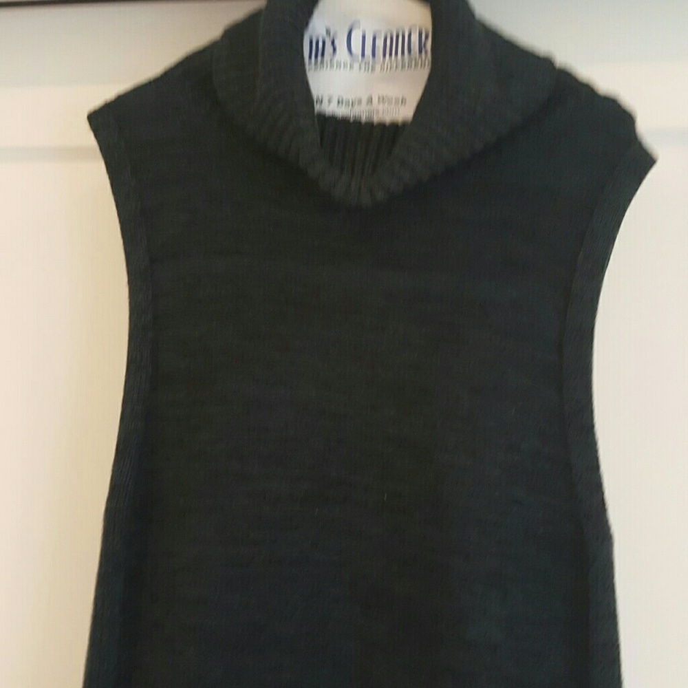 Sleeveless turtleneck sweater.