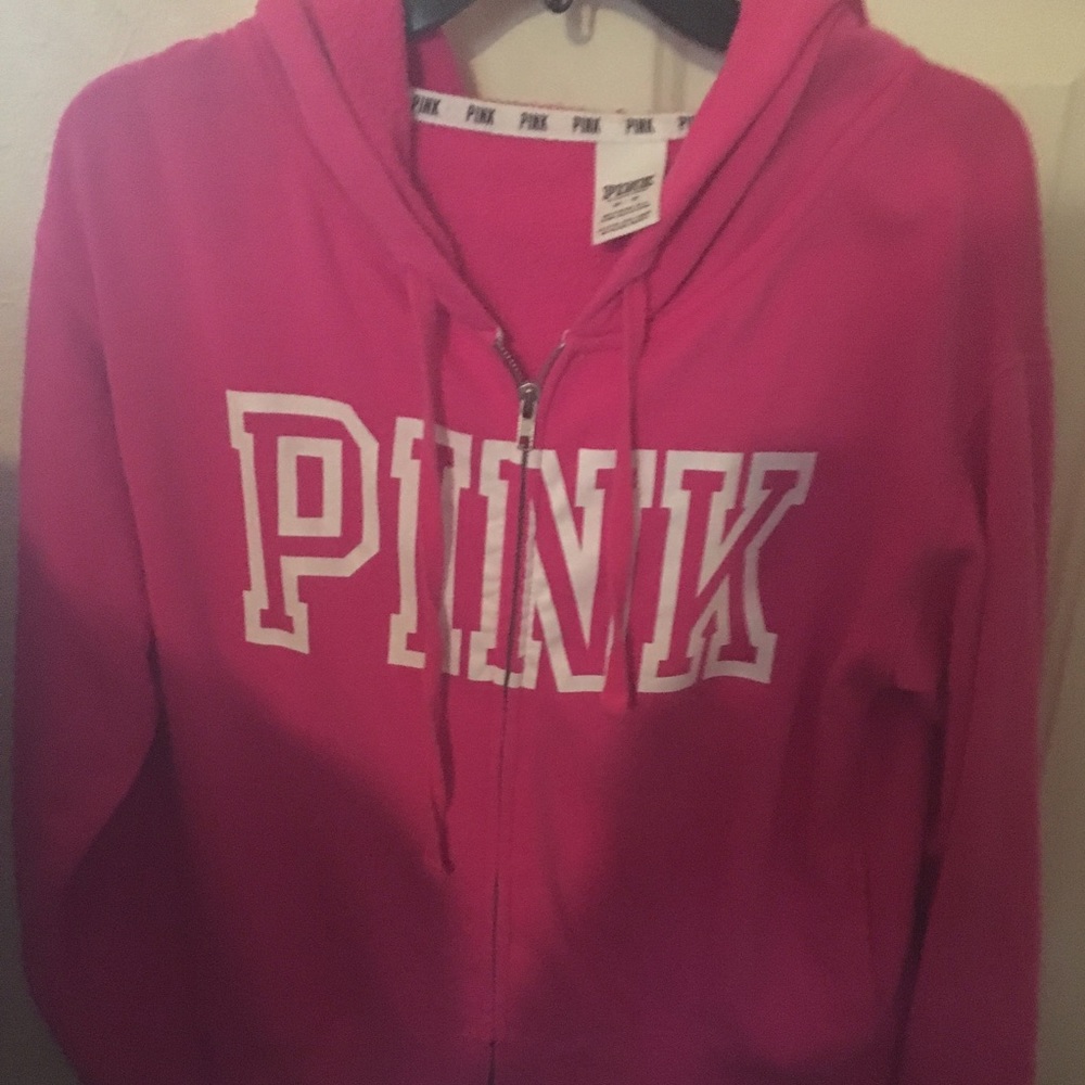 PINK zip up hooded jacket ...