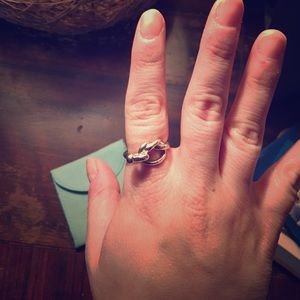Tiffany & Co love knot ring sterling & 18k gold.