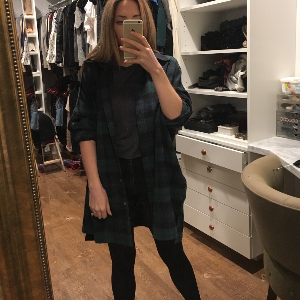 Oversized plaid checked flannel shirt