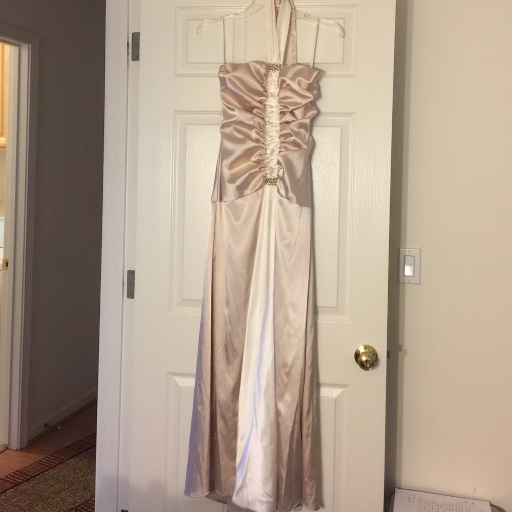Champagne long Jessica McClintock gown