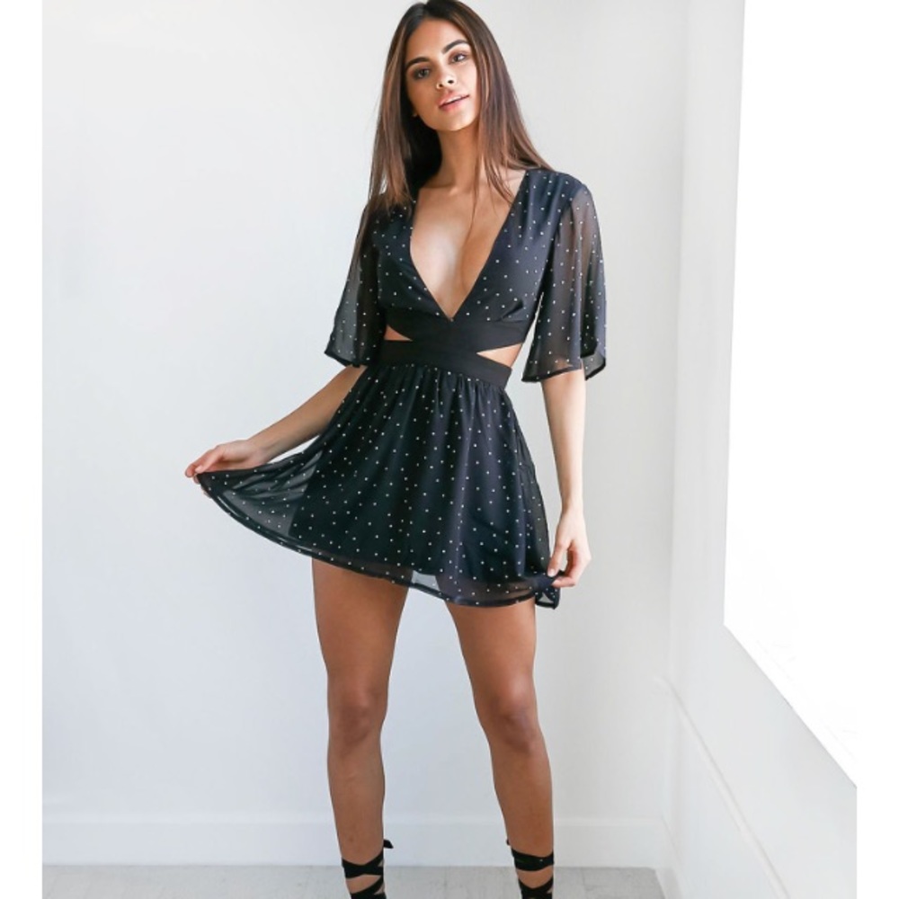 Tiger Mist Mini Dress Black Polka Spots XS