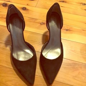 Tahari d'orsay black suede 3" heels.