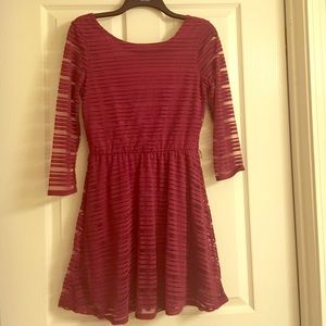 Long-sleeve LilyRose Burgundy/Maroon Dress