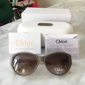 Chloe Taupe Cat Eye Designer Sunglasses New w/ Box
