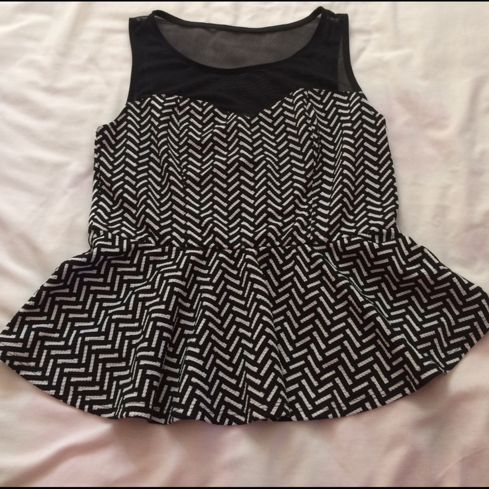 Black and white peplum top