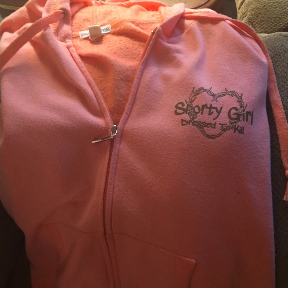 Orange Zip up hooded sweatshirt