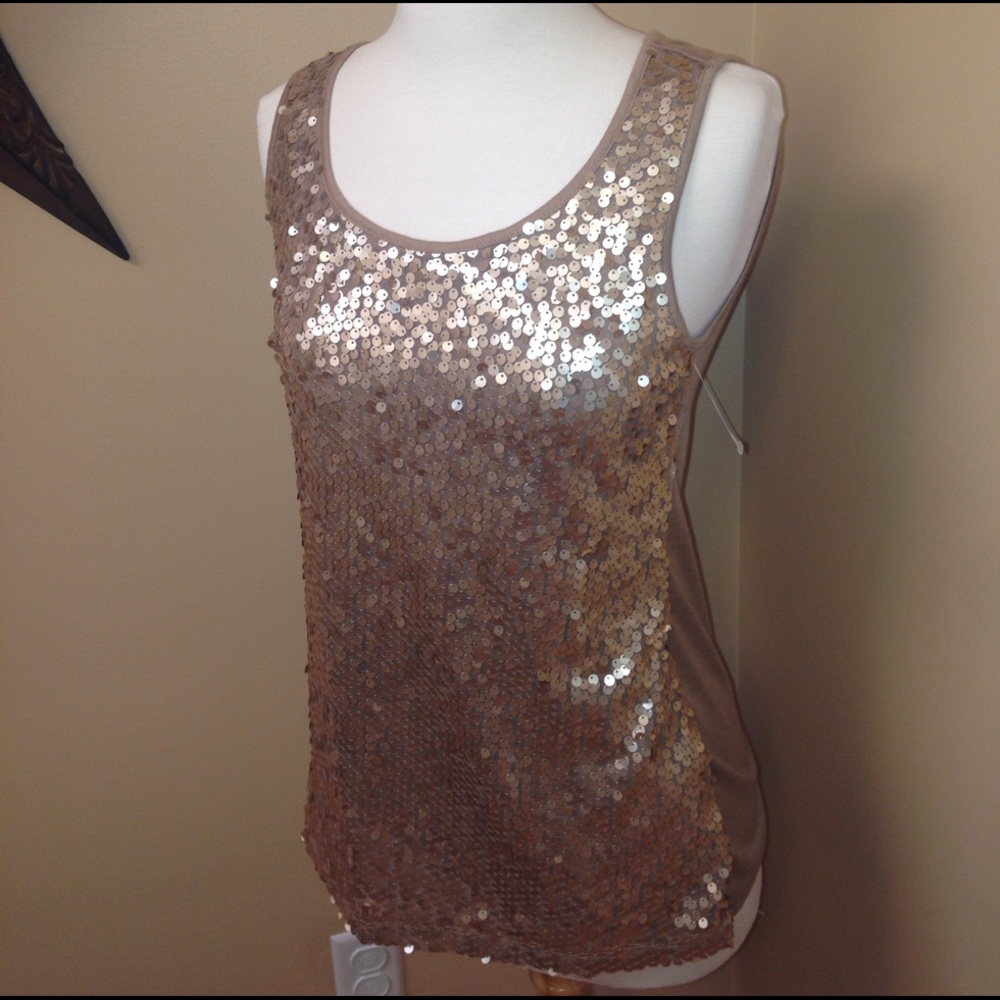 Golden Copper Sequin Tank - Picture 1 of 4