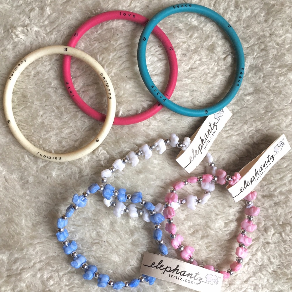 Bundle - Pink, White and Blue Stretch Bracelets