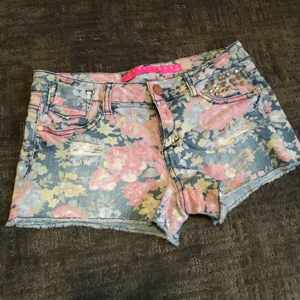 Floral Denim Shorts