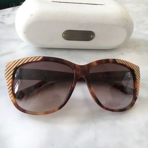 Chloe Retro Tortoise Sunglasses w/ Gold Accents