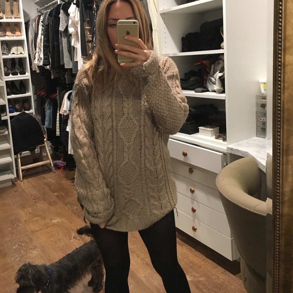 Oversized oatmeal cable knit sweater