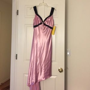 Glossy pink Jessica McClintock gown