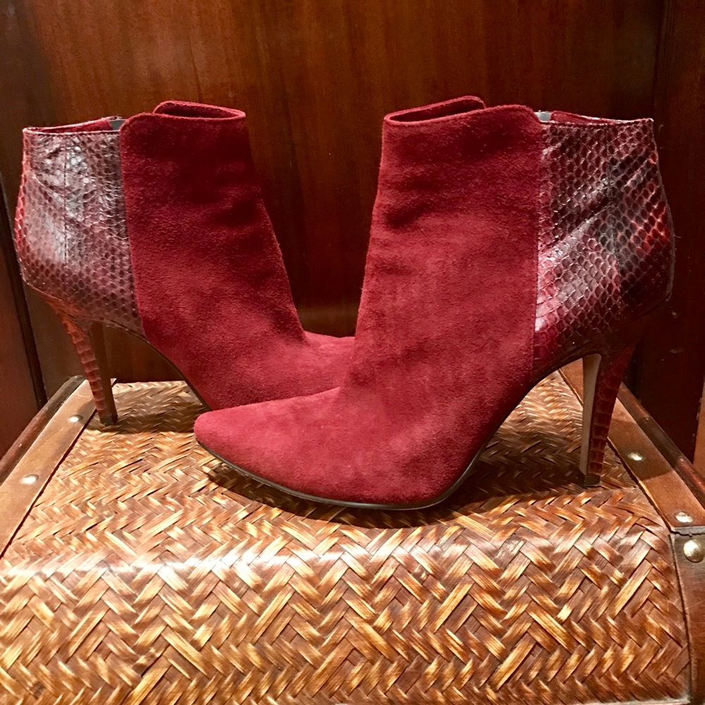 Rosegold "Dylan" dark burgundy berry booties