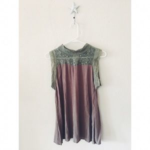Beautiful Brown Lace Sleeveless Blouse Top