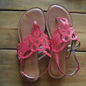 Red and Tan Sandals