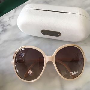 Chloe Oversized Jackie Sunglasses Cream Gold Retro