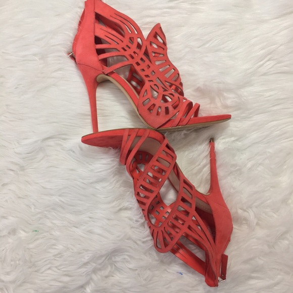 Zara Shoes - Zara Reddish Coral Leather Heels, 40/9