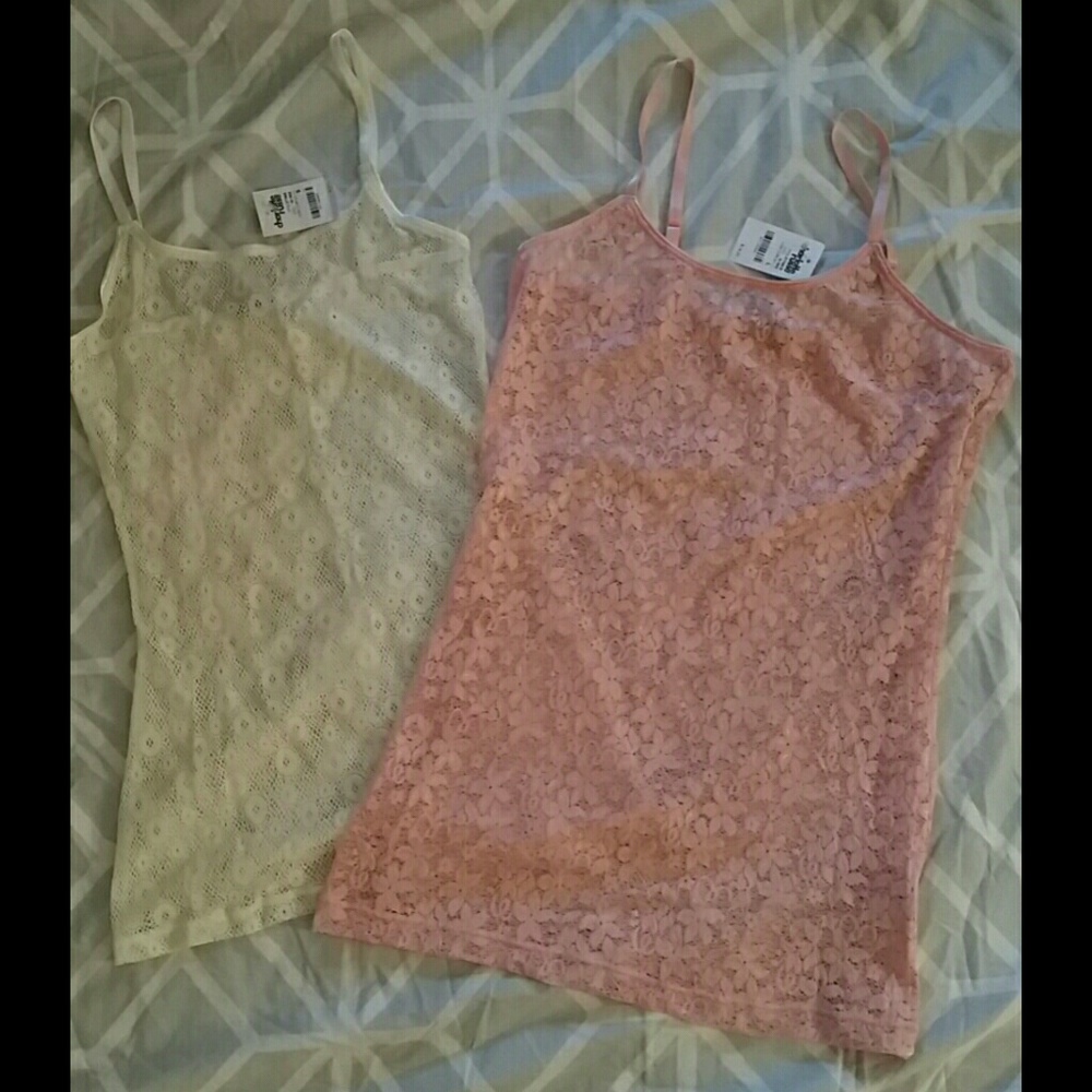 NWT Lace Tank Tops Pink and White Charlotte Russe