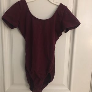 Maroon short sleeve leotard