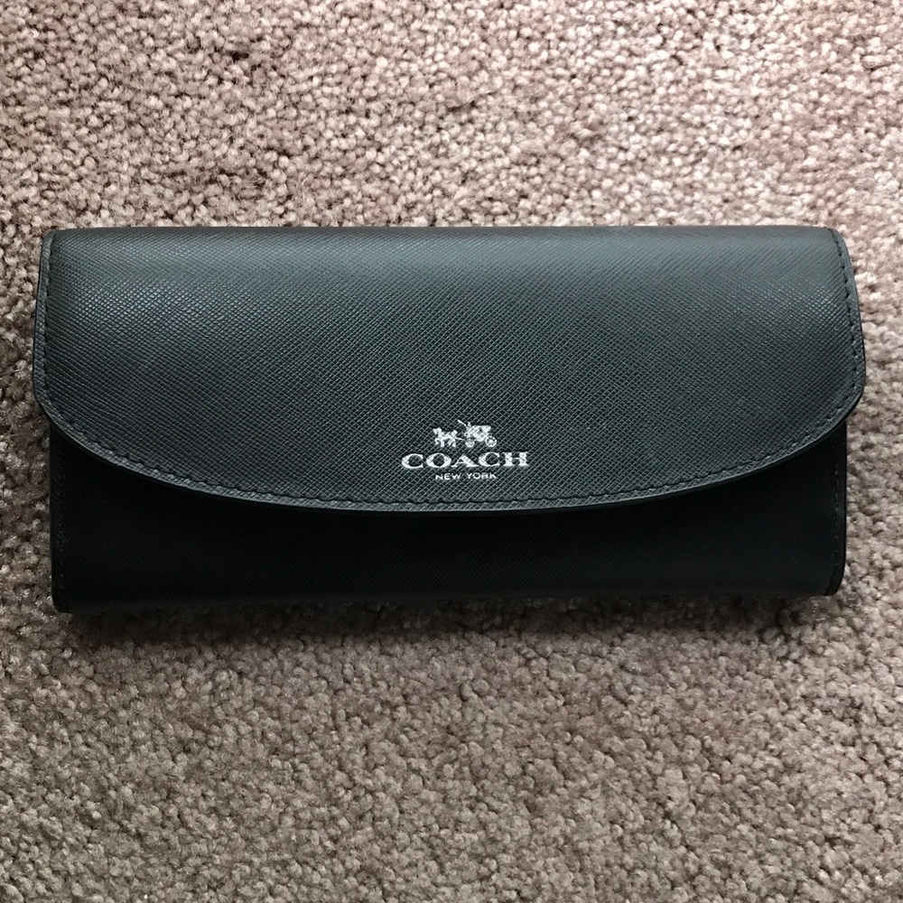 Coach black envelope leather wallet