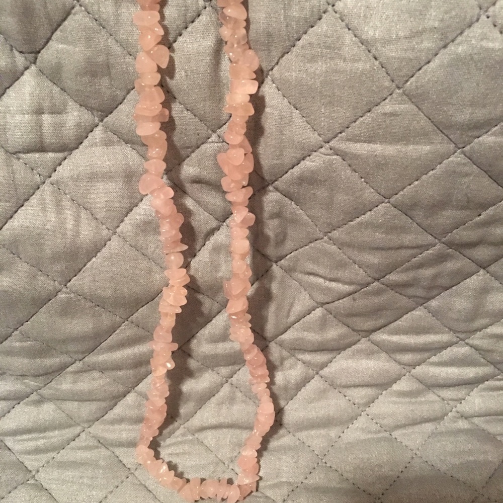 Long rose quartz necklace