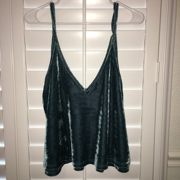 Tobi Tops - Loose dark teal velvet top TOBI