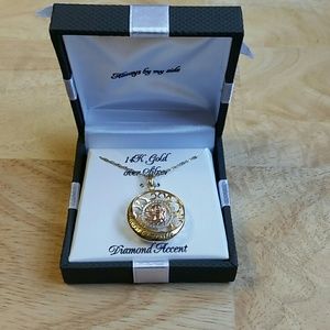 ALWAYS BY MY SIDE.  Angel diamond accent necklace