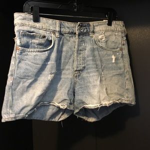Distressed high waist jean shorts