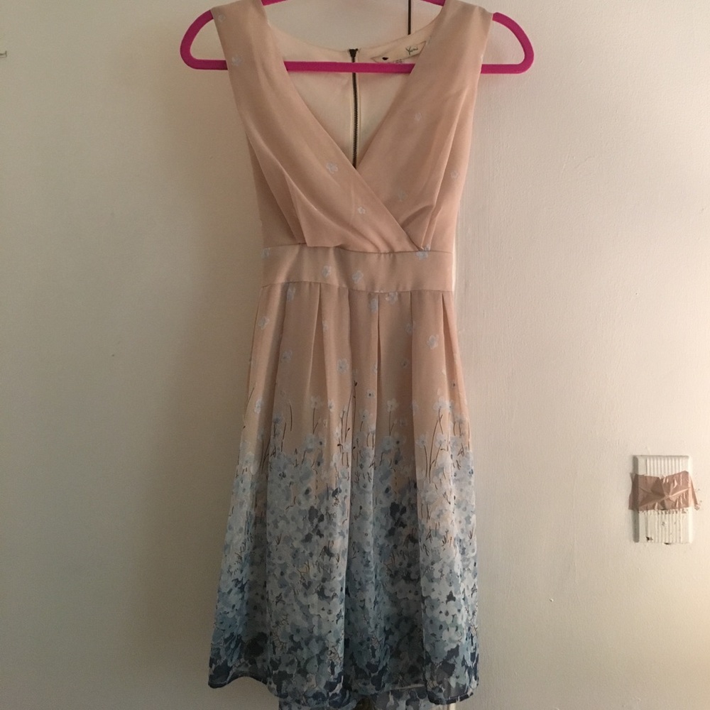 Yumi Wrap Front Dress with Border Floral Print