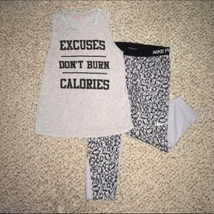 Muscle tank and Nike workout capri outfit
