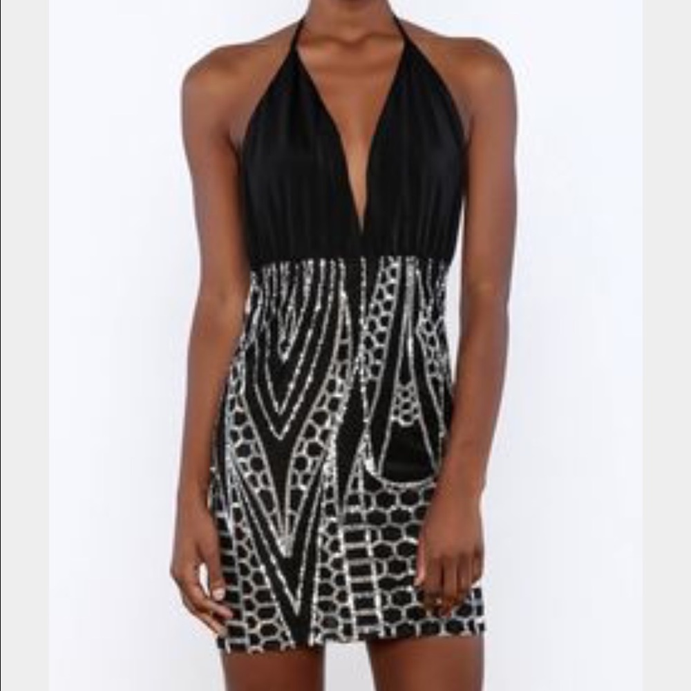 Luxxel Halter Dress with Sequin Sz M