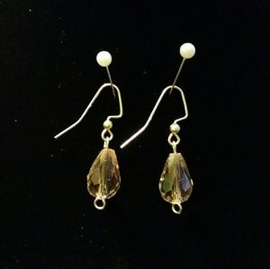 Crystal Teardrop Earrings | Light Brown, Dangle