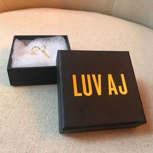 Luv AJ Gold Plated Open Crescent Ring