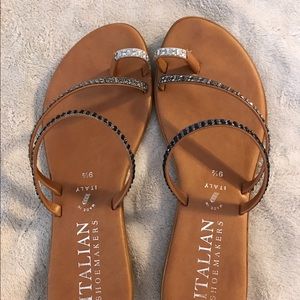 Used Italian Shoemakers rhinestone sandals.