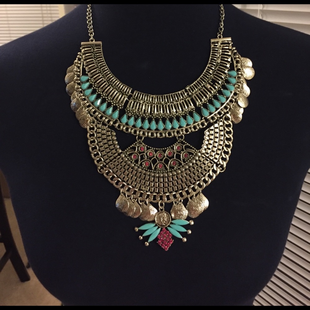 Silvertone Necklace Statement Necklace