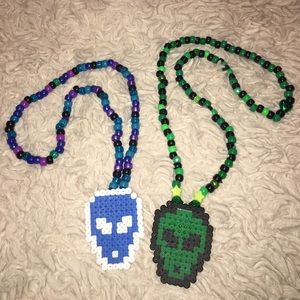 👽Two alien perler necklaces👽
