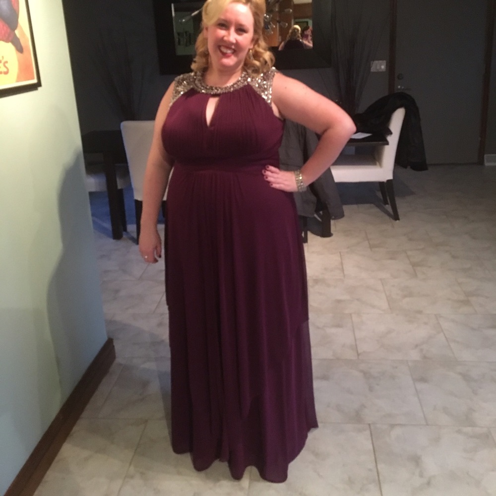 Beautiful cranberry colored evening gown