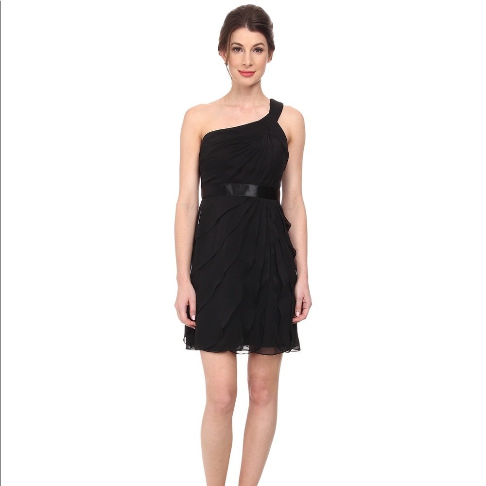 Adrianna Papell, Black Irri Chiffon Short Dress