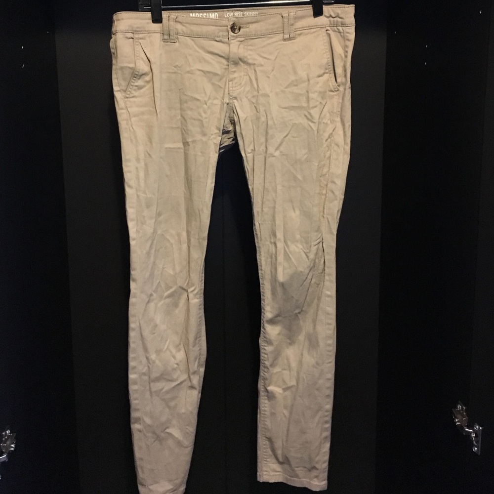Khaki low rise skinny jeans