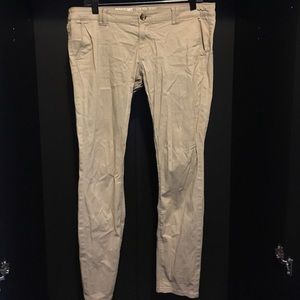 Khaki low rise skinny jeans