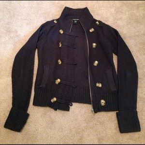 Navy Button-up/Zip Combo Sweater