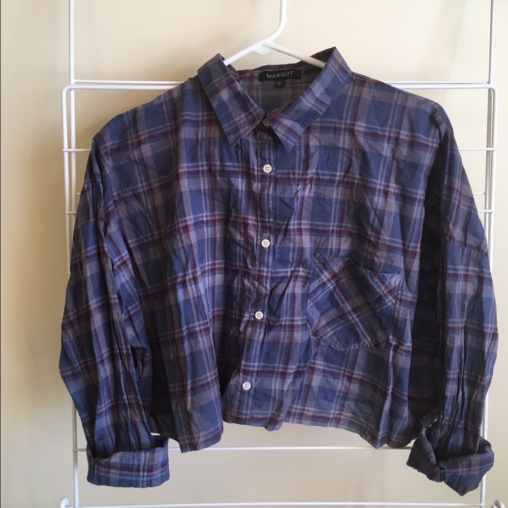 Cropped black dipped plaid