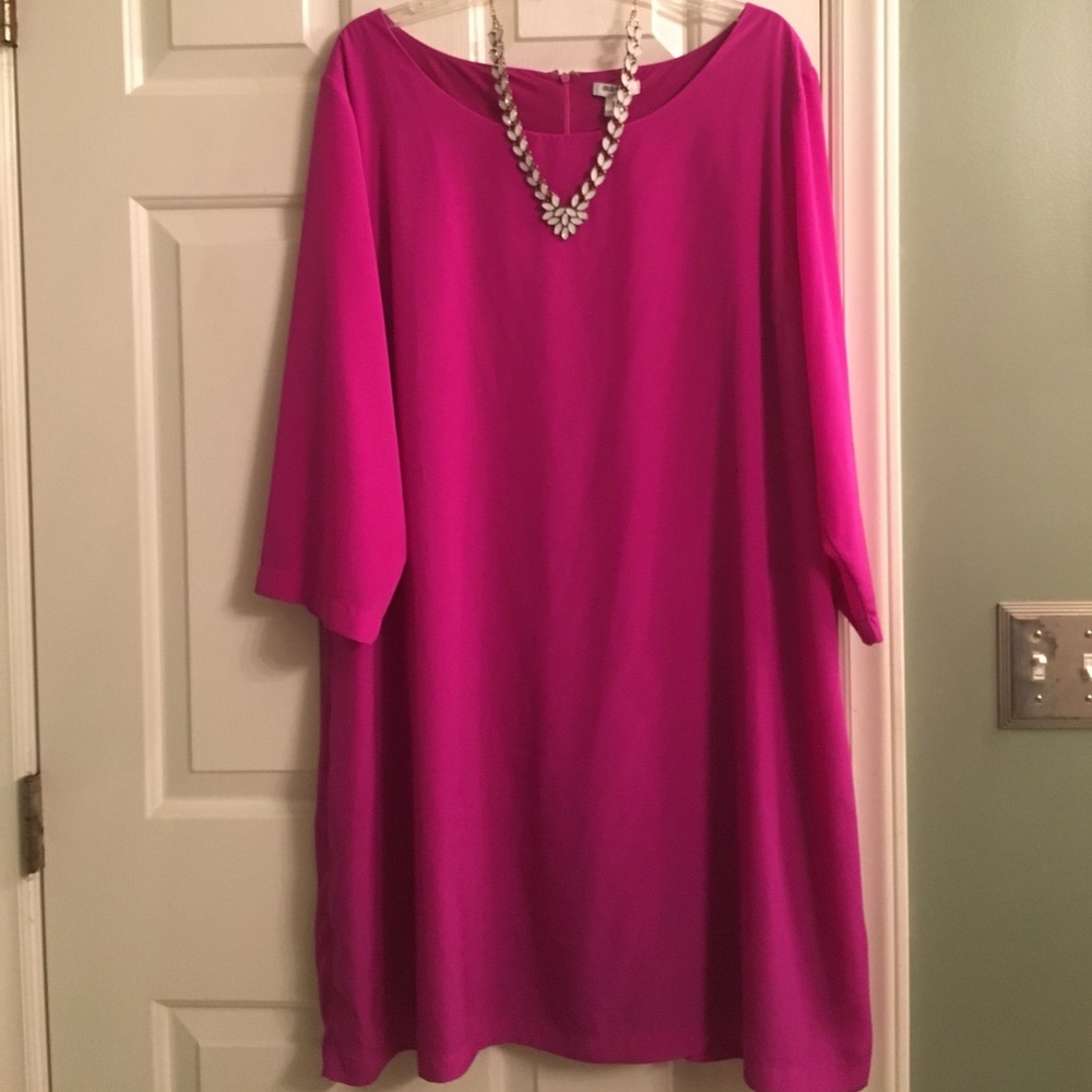 SHIFT AND SHOUT FUCHSIA SHIFT DRESS