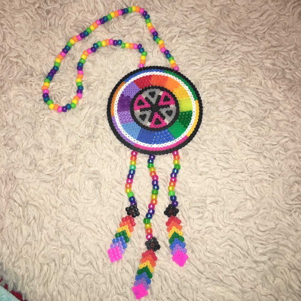 ✨Rainbow dream catcher perler necklace✨