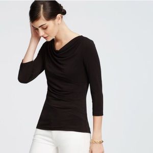 NWT Ann Taylor Black 3/4 sleeve crepe neck