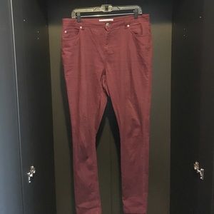 Burgundy high rise skinny jeans