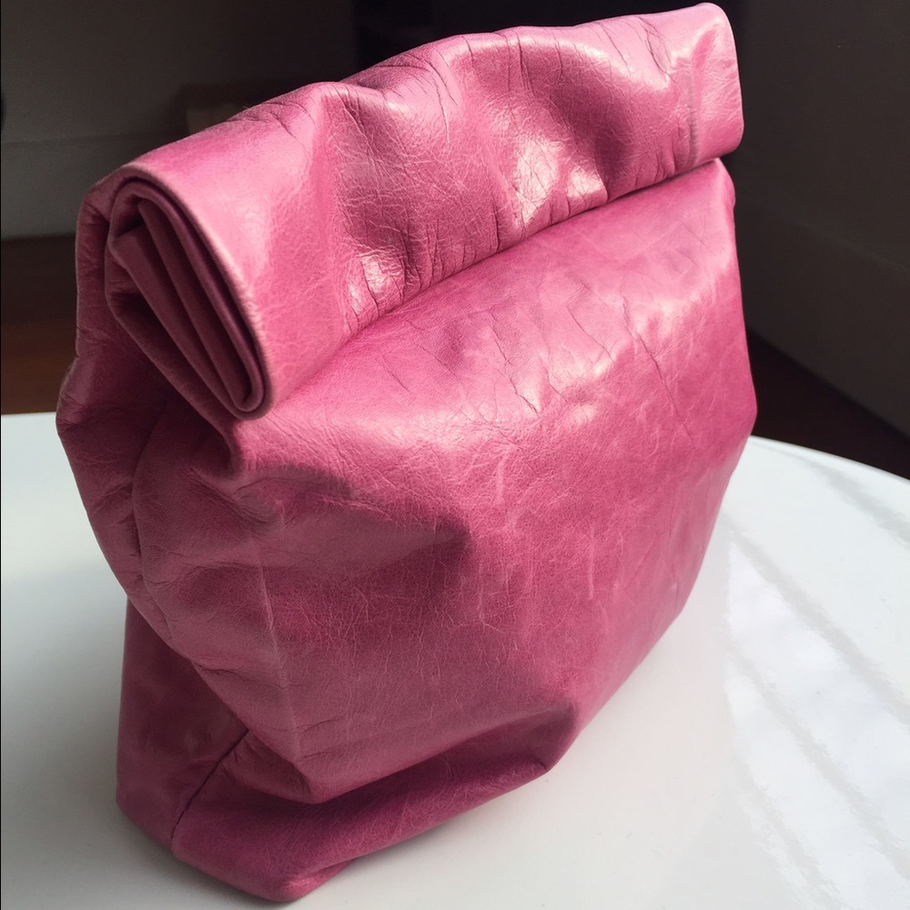 Marie Turnor Pink Leather Lunch Bag Clutch
