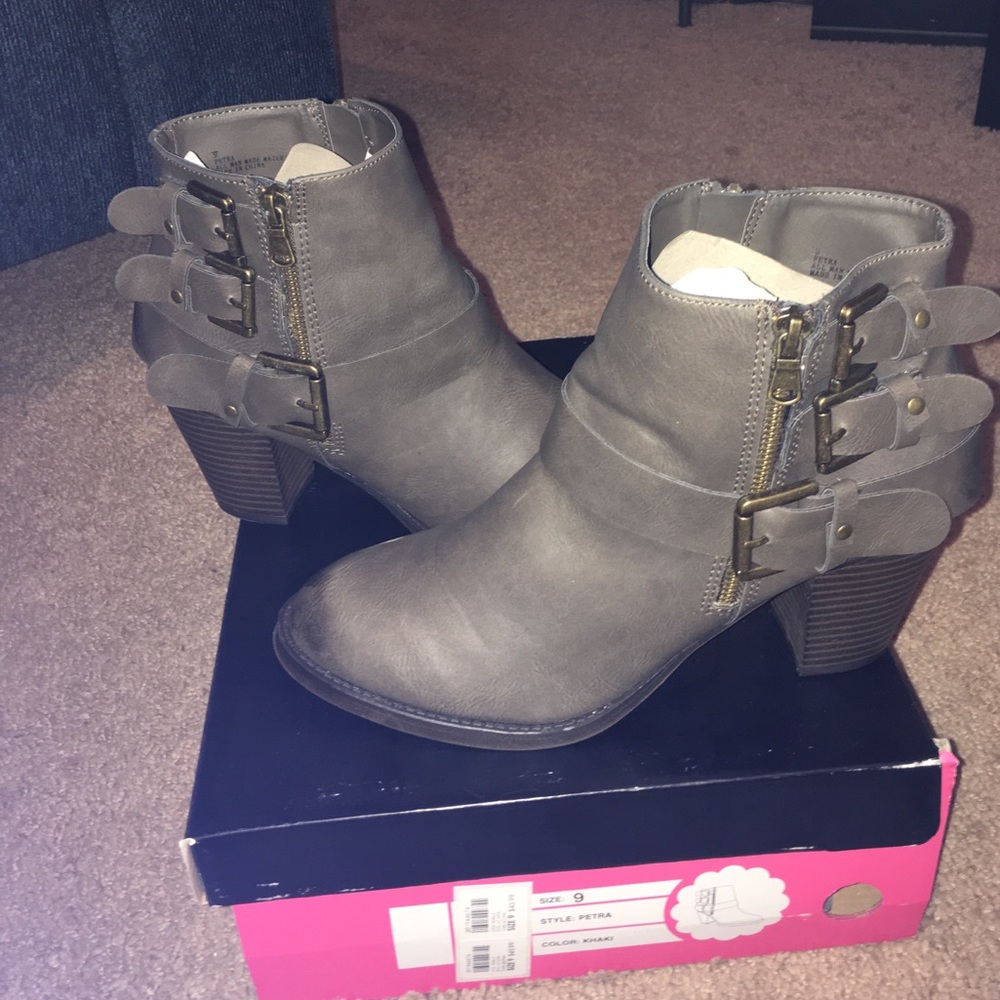 Booties with buckles on the side